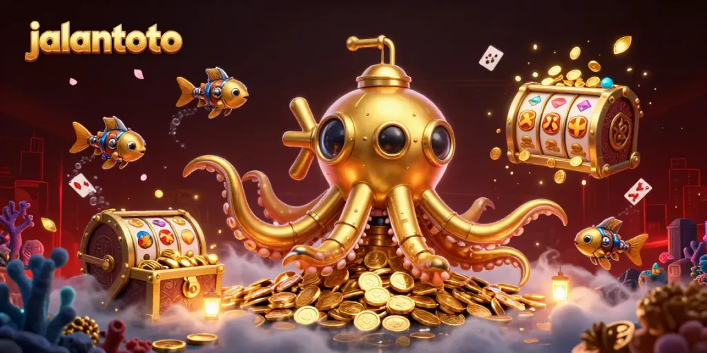 Engage with jalantoto's exciting gaming experience through the vibrant underwater scene with slot reels and treasures.