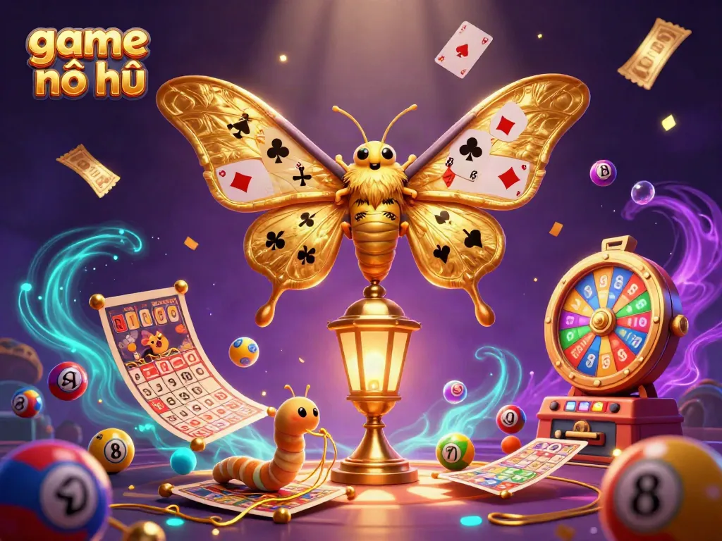 Engage in the exciting world of game nổ hũ with vibrant casino elements and dynamic lottery features.