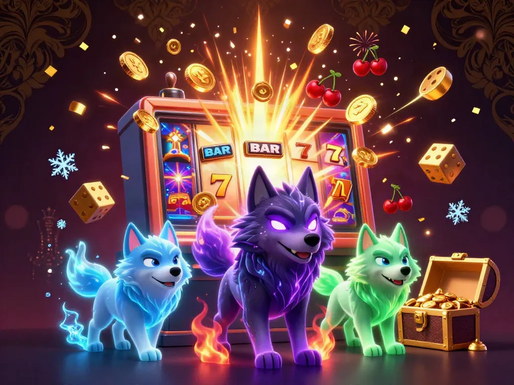Engage with TN88's thrilling slot action amid wolf spirits in a vibrant casino explosion.