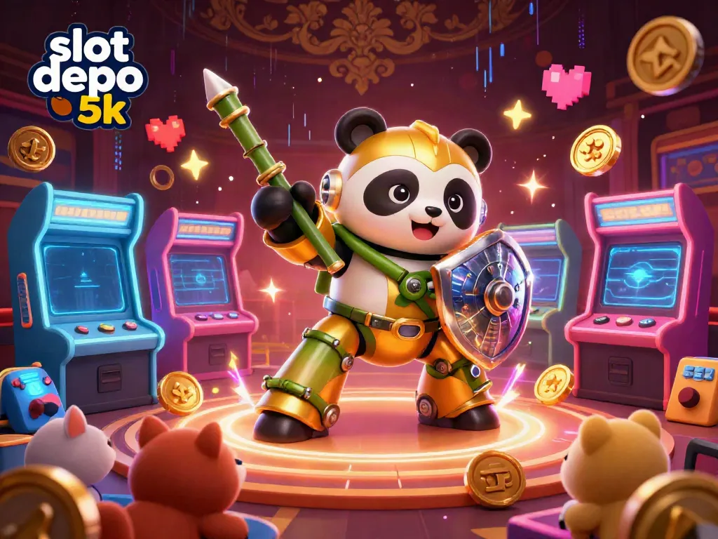 Experience the excitement of slot depo 5k with a golden panda, dynamic game elements, and stunning visuals.