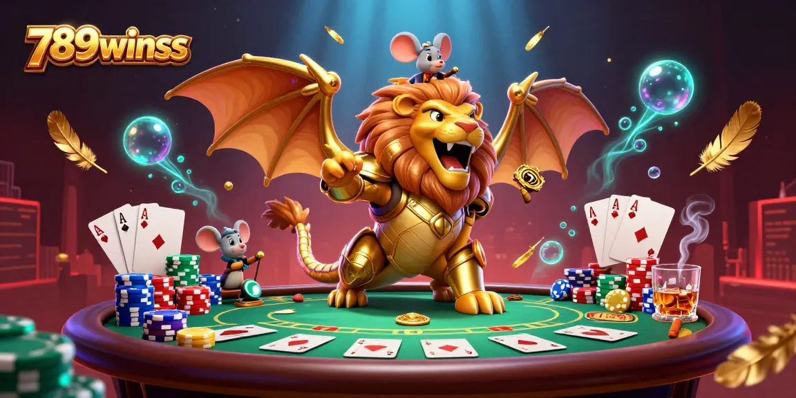Experience thrilling poker action with 789winss, a dynamic 3D chimera creature and vibrant casino visuals.