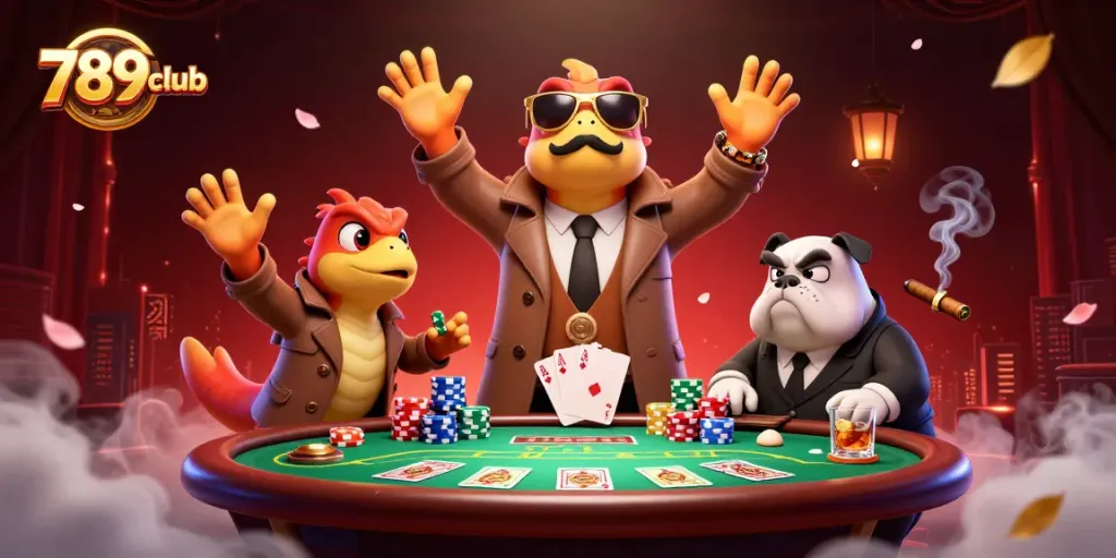 Engage with 789club at a vibrant poker table where raptors in disguise bring excitement to the game.