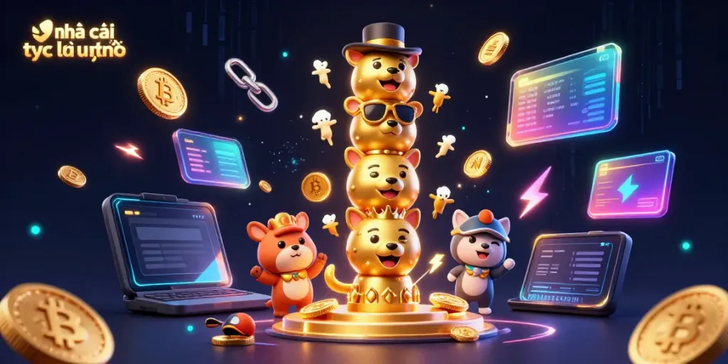 Engage with trusted online casino platforms through nhà cái trực tuyến uy tín in a vibrant 3D illustration.