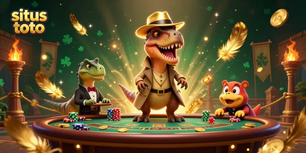 Engage in thrilling gameplay at situs toto with a velociraptor card counter and stegosaurus pit boss.