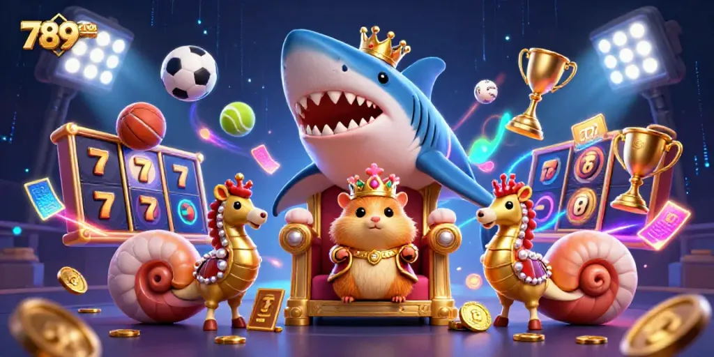 Experience the excitement of 789CLUB with a fantasy casino scene featuring a fierce hamster king and dynamic game elements.