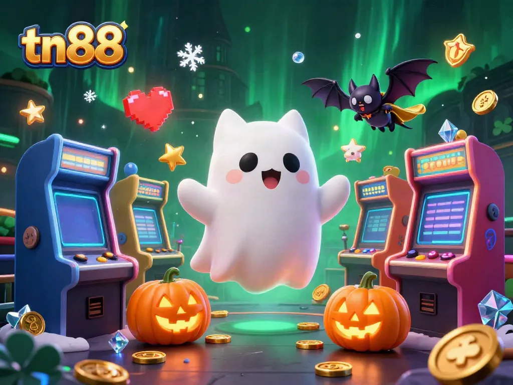 Engage in the thrilling world of tn88 with a ghost cat and vampire bat in a haunted casino mansion.