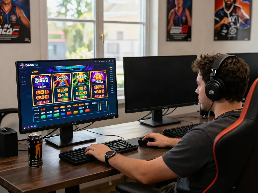 Engaging DA88 online gaming environment with user analyzing betting odds.