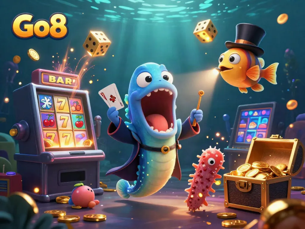Experience the thrill of Go8 casino with deep-sea creatures showcasing vibrant jackpot excitement.