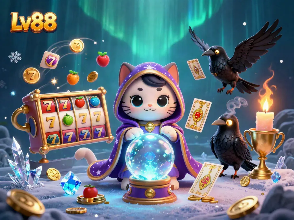 Raise your stakes and hit the jackpot with thrilling Lv88 slot adventures in this dynamic illustration.