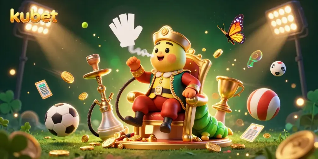 Experience thrilling kubet gaming with vibrant 3D cartoon illustration of a hookah-master in a casino setting.