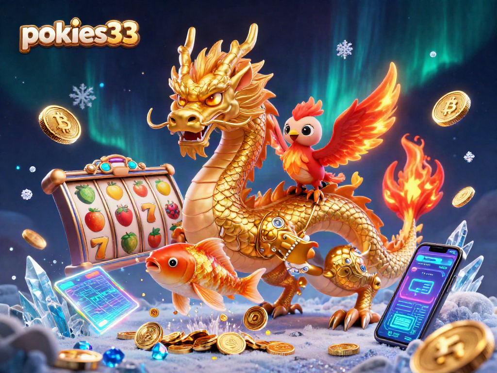 Experience the thrilling luck of pokies33 with vibrant symbols, lucky characters, and crypto coins