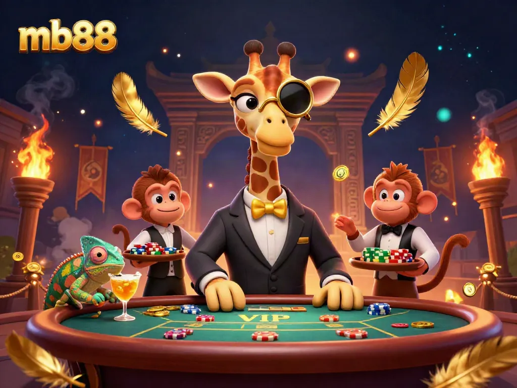 Experience thrilling gambling action at mb88 with vibrant characters and casino elements in a colorful scene.