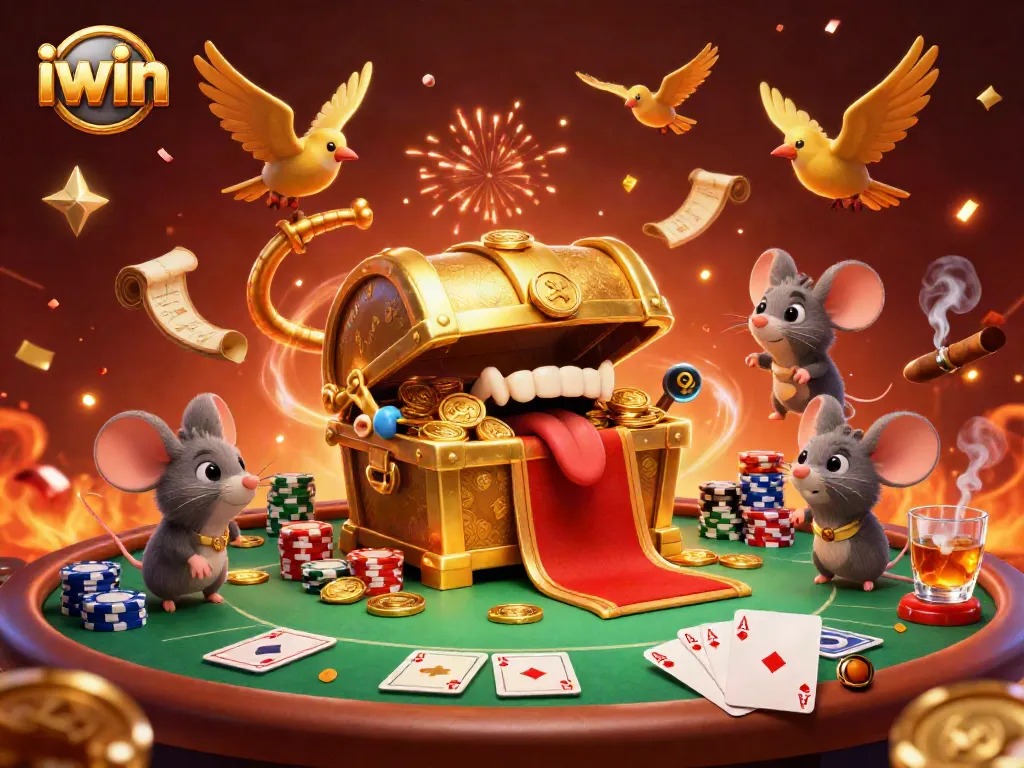 Join the thrill at iwin with an enticing treasure chest and poker excitement.