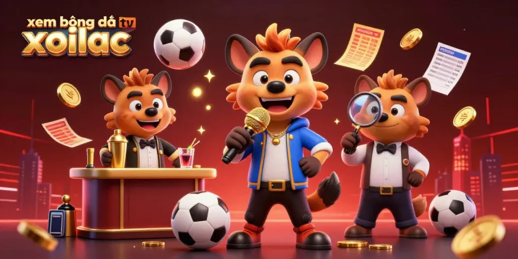 Experience xem bóng đá xoilac tv with hyenas in a lively sports betting scene full of excitement and vibrant details