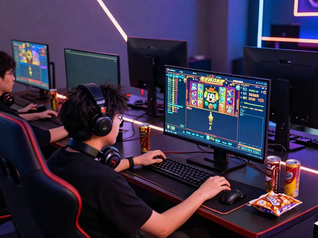 Player immersed in a vibrant slot gacor game, showcasing excitement and gaming elements.