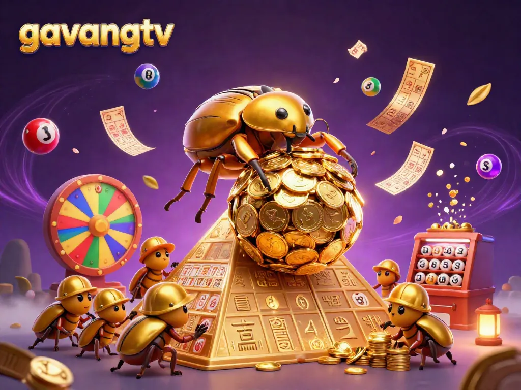 Experience the excitement of gavangtv with a lively bingo-themed illustration filled with dynamic game elements.