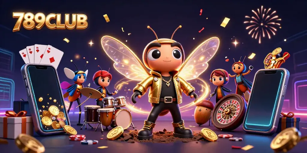 Experience excitement with 789CLUB as an animated rock star leads the casino fun.