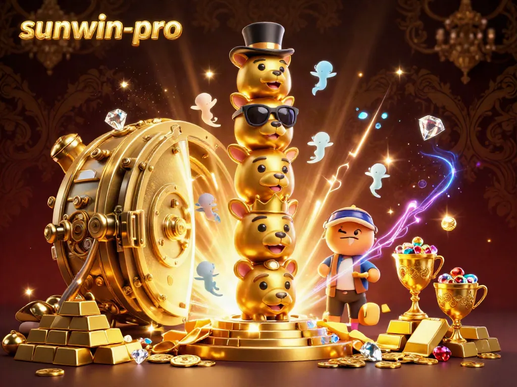 Engage with sunwin-pro's vibrant 3D casino scene showcasing a golden totem and treasure elements.